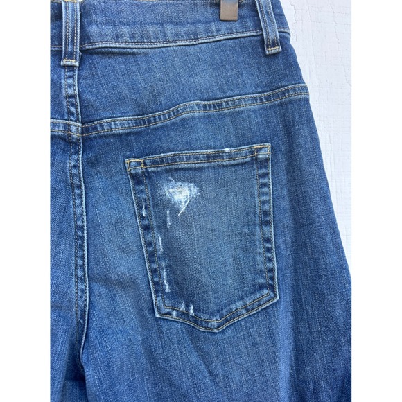 Nili Lotan London Women's Cropped Wide Leg Jeans Size 27 Distressed Denim - Picture 3 of 7